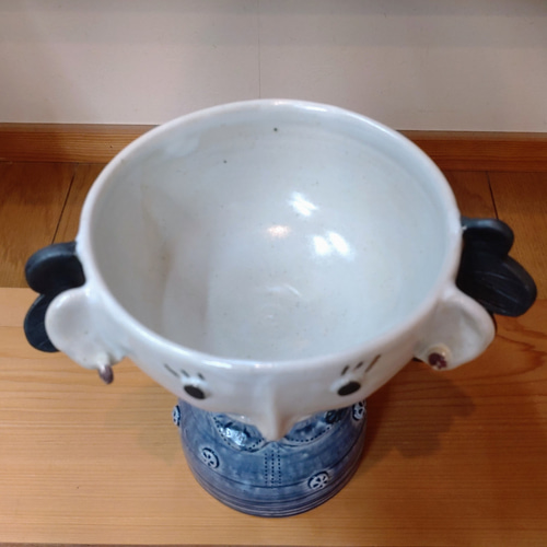 フラワーベース 「Pretty doll おさげの女の子」陶人形 置物 一輪挿し