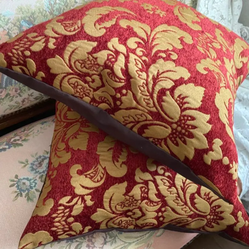 アンティーク ビンテージ クッション ベルベット ダマスク柄 イギリス フランス アンティーク ビンテージ クッション ベルベット ダマスク柄 イギリス