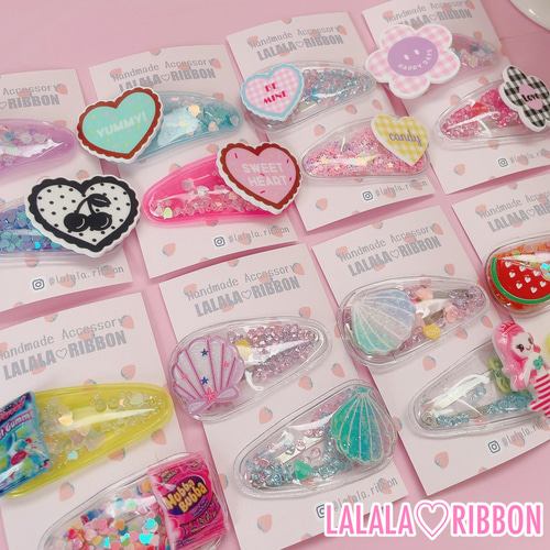 ハートギンガム❤︎ シャカシャカ パッチンピン ハンドメイド キッズ 