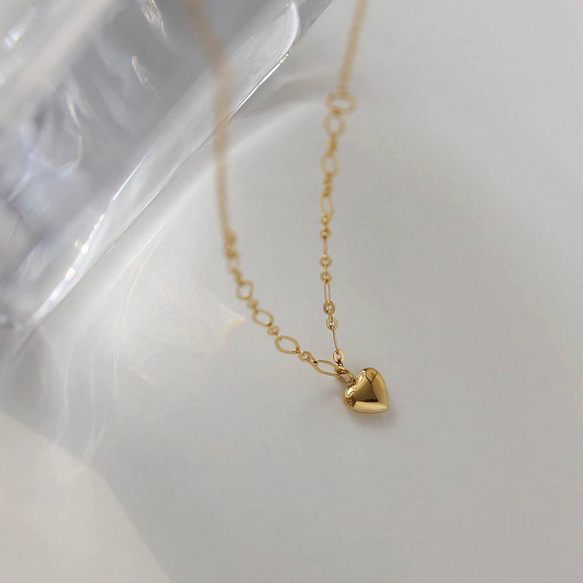 plump heart stainless necklace R5N010 2枚目の画像