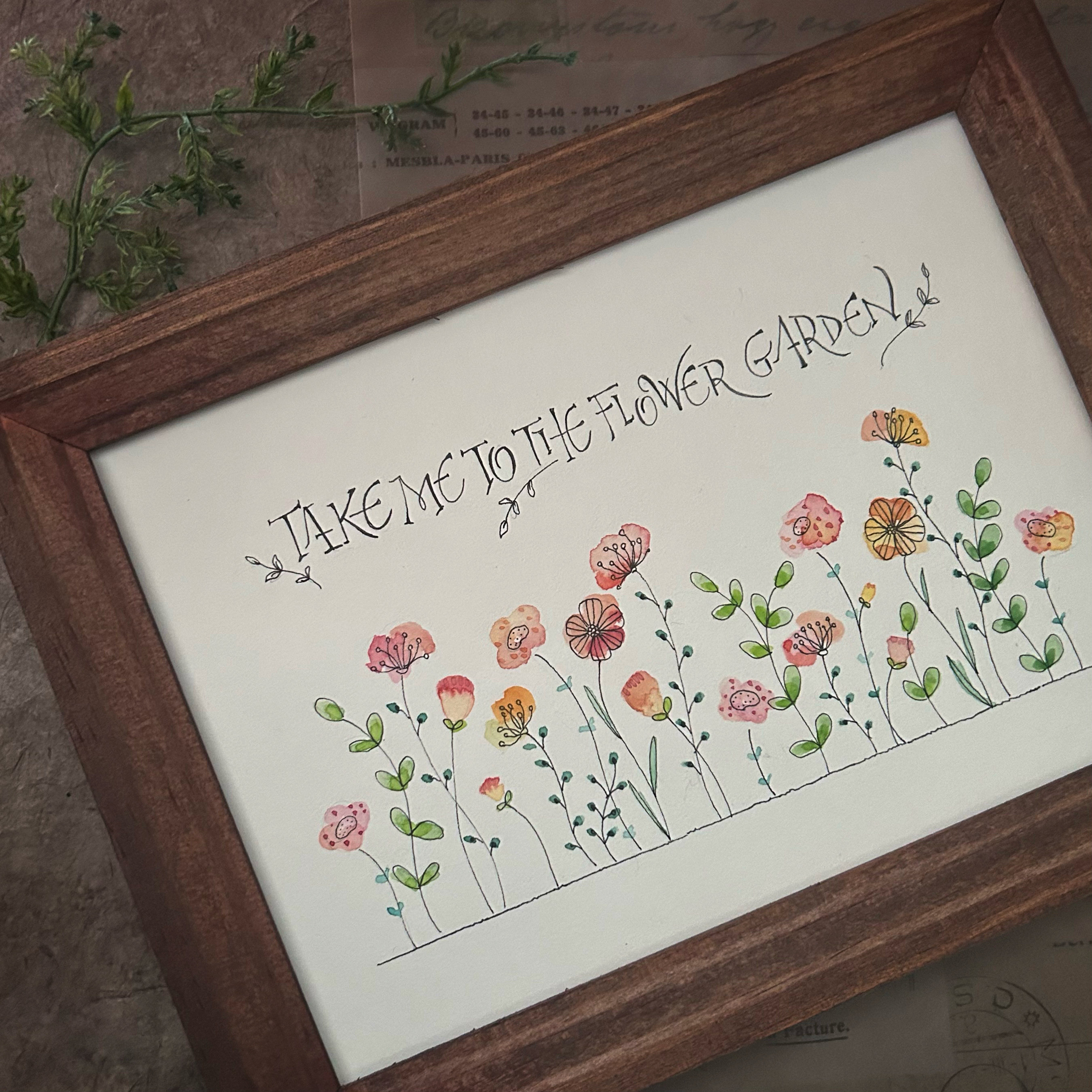 木の上のお花畑【額なし】直筆 手書き 一点物 木の上のお花畑【額なし】直筆 手書き 一点物