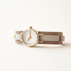 クルチュアン_05 | シンプルなハンドメイド腕時計　ベルト：リネン＋革 5枚目の画像