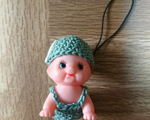 5㌢キューピーストラップ③ バッグチャーム ＊たんぽぽ