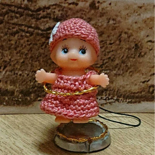5㌢キューピーストラップ⑤ バッグチャーム ＊たんぽぽ