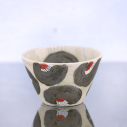 ブロンズによる椿絵の飯椀Ⅱ 2枚目の画像