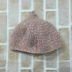 手縫い★ベビー用モコモコホイップ帽子【A】ピンク 2枚目の画像