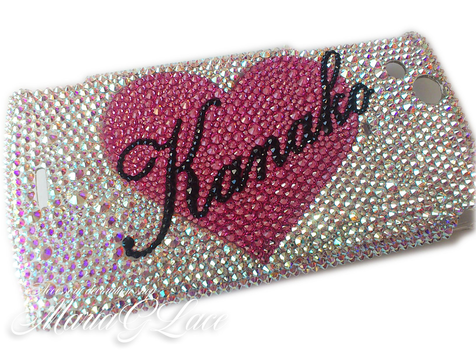 【mariaglace】BigハートデコスマホケースAB S23 SC-51D SCG19 S22 Ultra スワロ