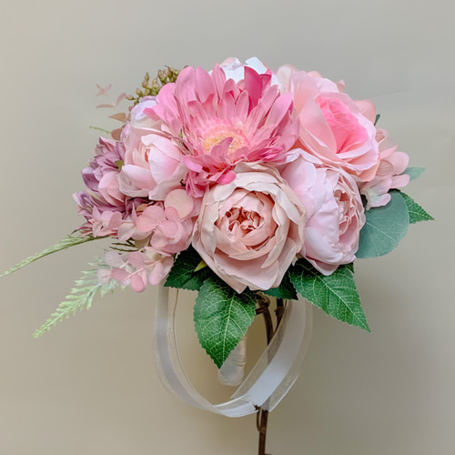 アーティフィシャルフラワーのウェディングブーケ No.1（Pink） /S