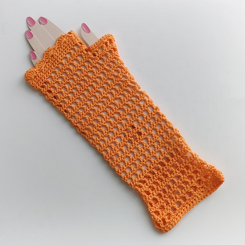 アームカバー レース編み アームウォーマー 親指あり クロシェ ハンド