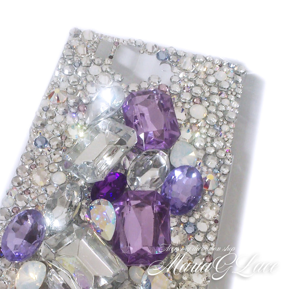 mariaglace 紫色 Bijou 裝飾智慧型手機保護殼 iPhone15pro iPhone14 閃光裝飾 第8張的照片