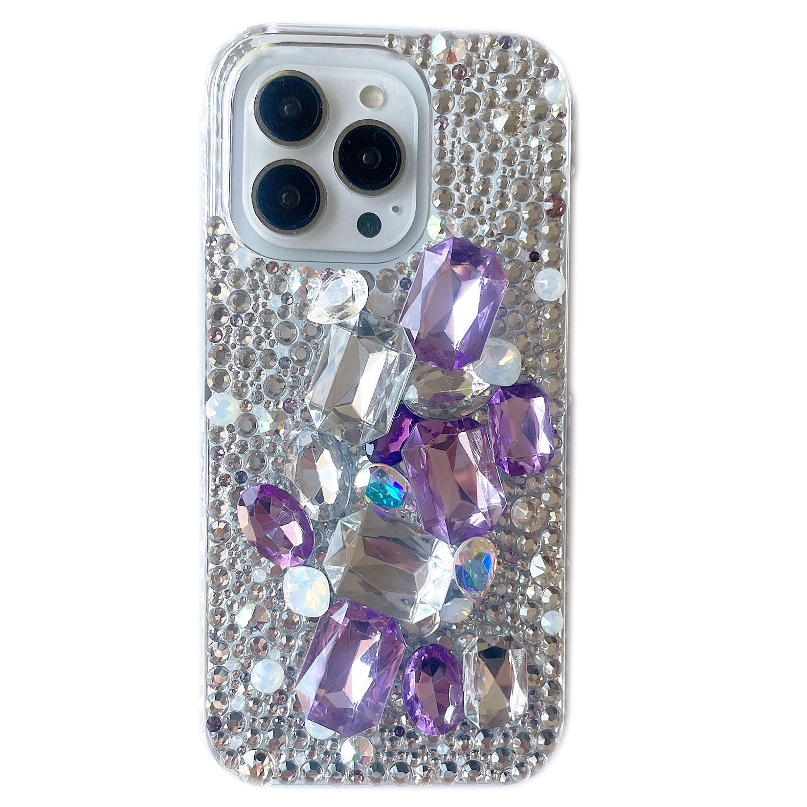 mariaglace Purple Bijouデコスマホケース iPhone15pro iPhone14 キラキラ デコ