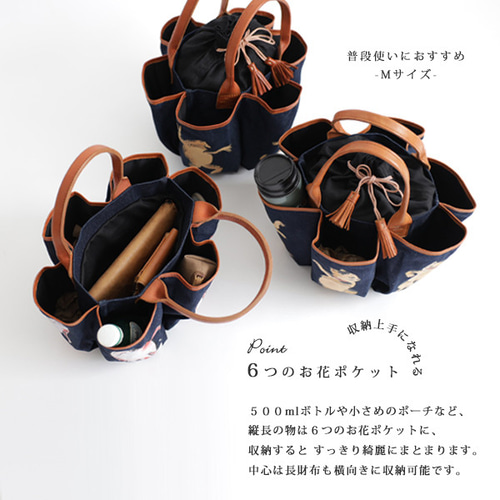 ラスト1 夏SALE Mサイズ 手描き 和画鞄 いぬころ狗子図 花