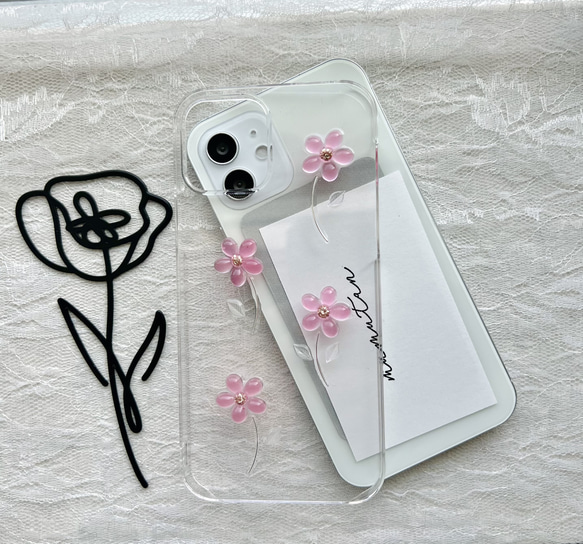 iPhoneケース flower 花柄 Android対応 スマホケース おしゃれケース iPhone14 ニュアンス 2枚目の画像