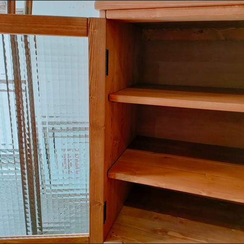 リビングボード サイドボード チェッカーガラスキャビネット 引き出し