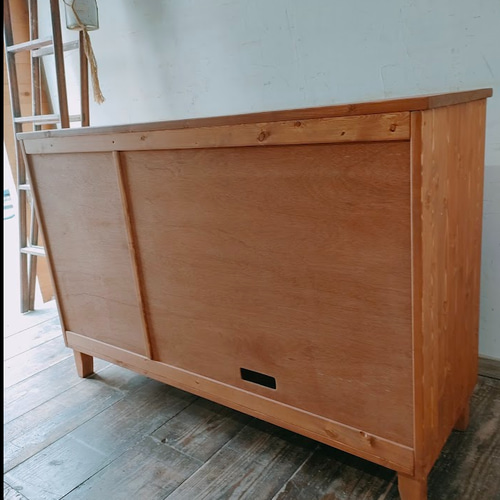 リビングボード サイドボード チェッカーガラスキャビネット 引き出し