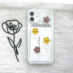 iPhoneケース 花柄 flower スマホケース Android対応 おしゃれケース ニュアンス 1枚目の画像