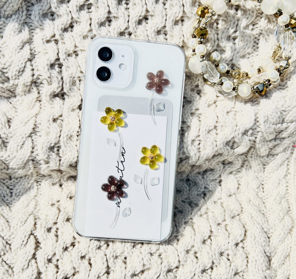 iPhoneケース 花柄 flower スマホケース Android対応 おしゃれケース ニュアンス 3枚目の画像