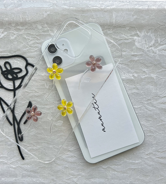 iPhoneケース 花柄 flower スマホケース Android対応 おしゃれケース ニュアンス 2枚目の画像