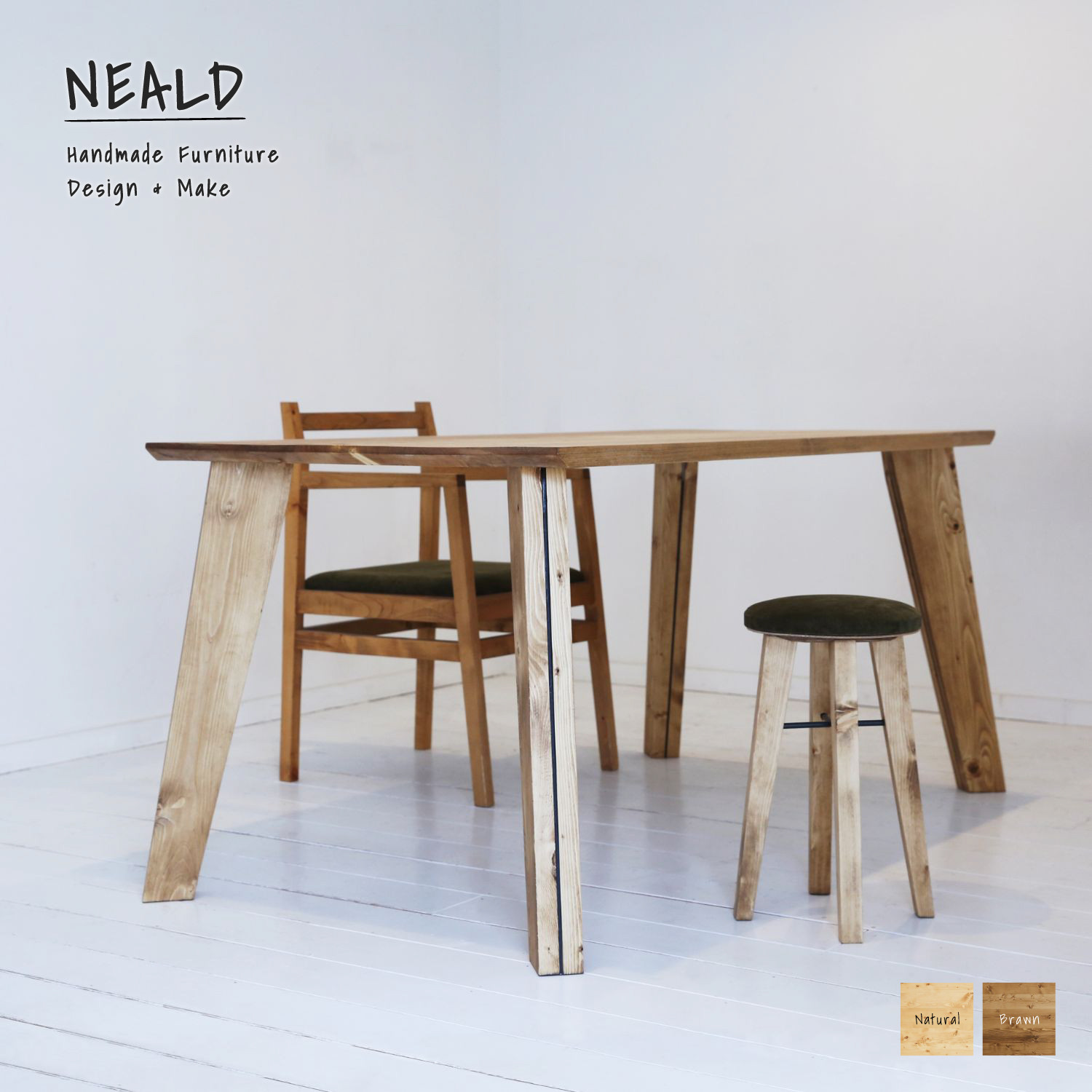 [送料無料] 無垢 ダイニングテーブル 食卓 アイアン 単品 w160 [受注製作] TAB.07