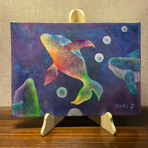 原画・アクリル画】クジラのワルツ003 キャンバス F4号(333 原画・アクリル画】クジラのワルツ003 キャンバス F4号(333