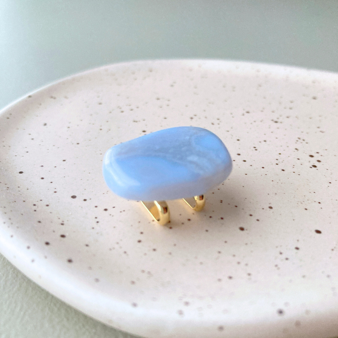 天然石の帯留め◆ブルーレースアゲート