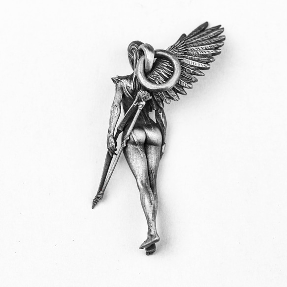 ツリーエルフ 女戦士 シルバーペンダント 天使の羽ネックレス 羽根ネックレス ヴァルキリー 魔女ネックレス 女の子 初期 6枚目の画像
