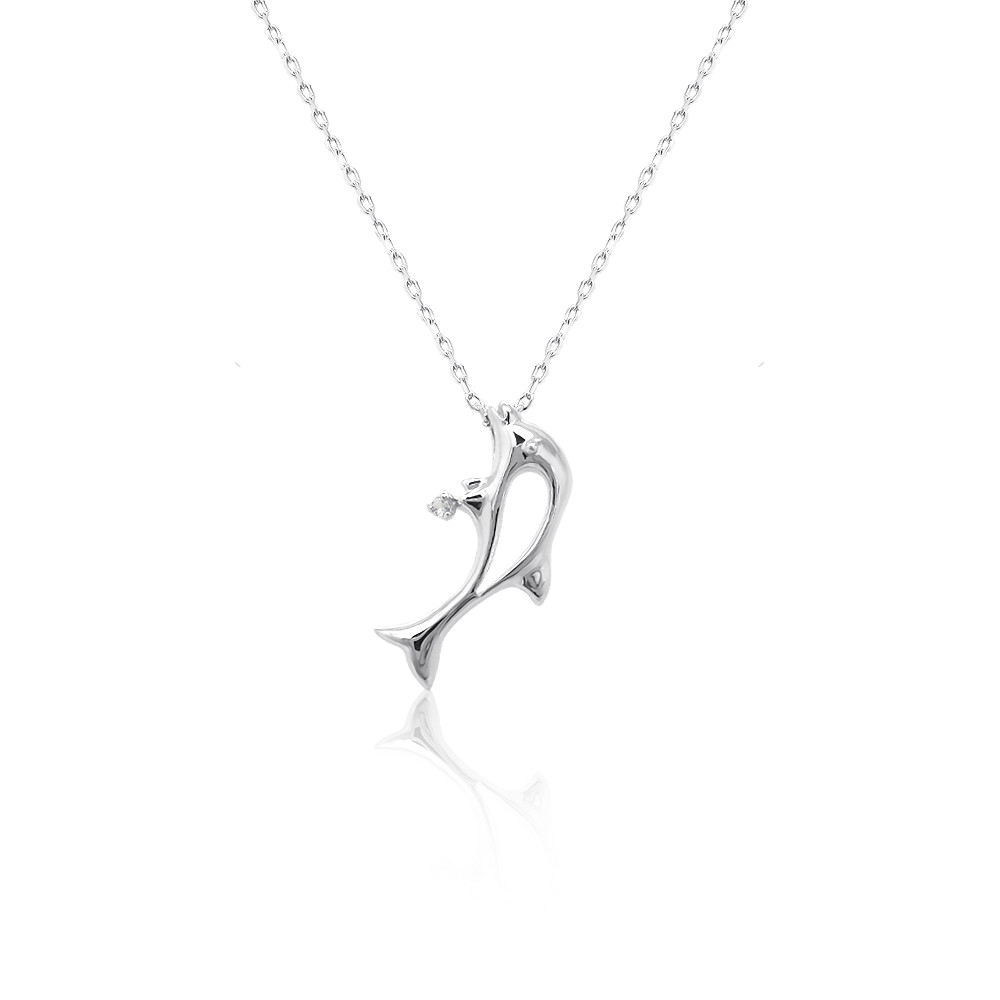 イルカ ドルフィン モチーフ 誕生石 付き ペンダント 6月 ムーンストーン ホワイトゴールド ネックレス [受注制作]