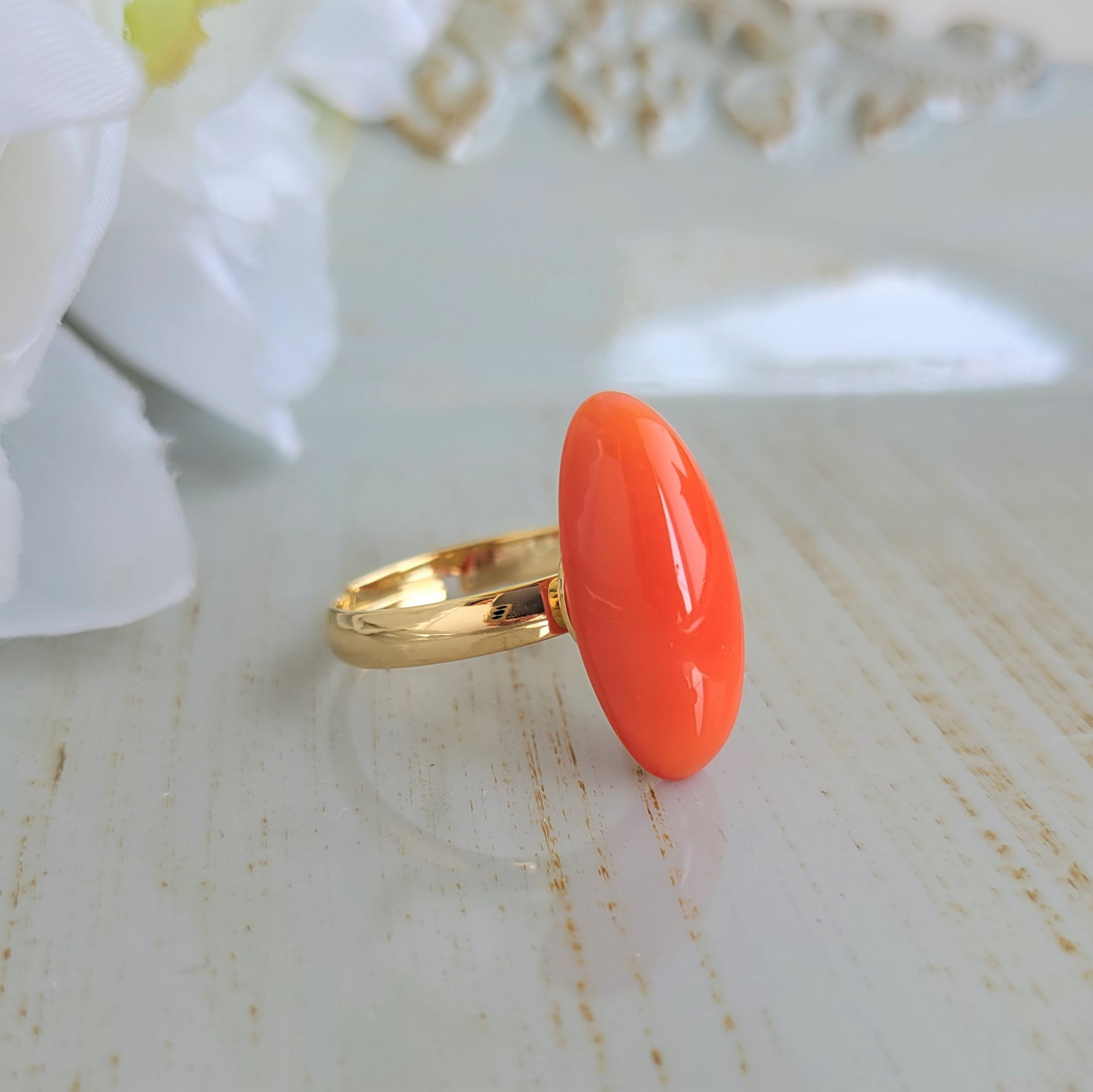 ヴィンテージ風オレンジファセットカットリング18K ヴィンテージ風オレンジファセットカットリング18K