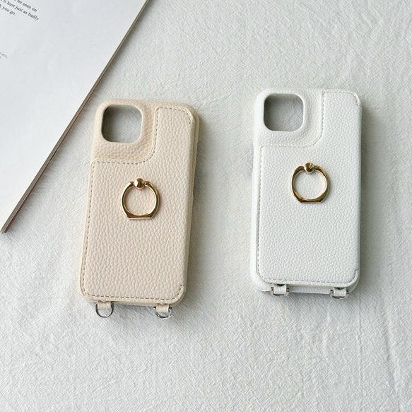 バイカラー iphone 17 16 15 14 13 ケース スマホショルダー ミラー付 フィンガーリング カード収納 9枚目の画像