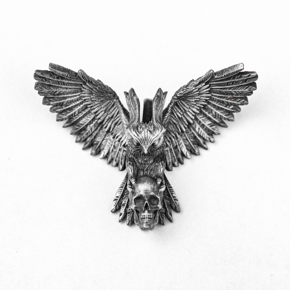 フクロウのペンダントネックレス - スカルペンダント - 翼を持つ動物好き - ゴシックネックレス 7枚目の画像
