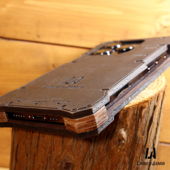 iPhone13 ケース 木製 耐衝撃 ウッド wood case 木 本革 LUNBER ARMOR 13枚目の画像
