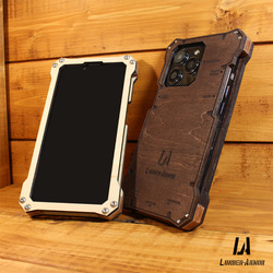 iPhone13 ケース 木製 耐衝撃 ウッド wood case 木 本革 LUNBER ARMOR 4枚目の画像