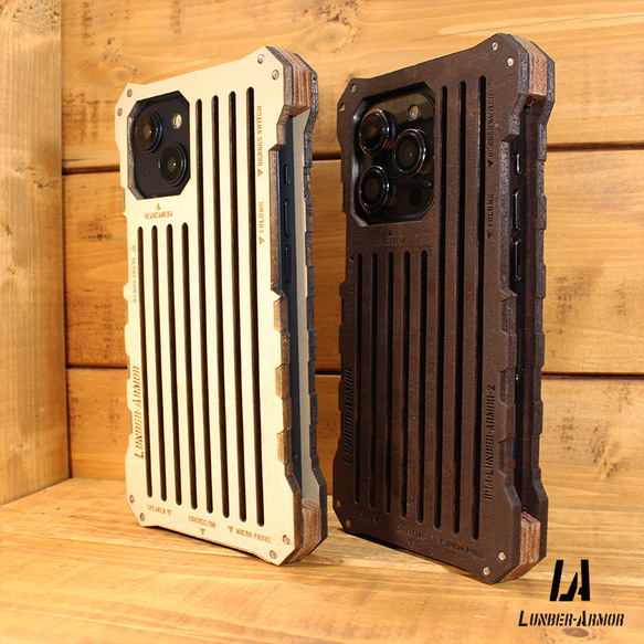 iPhone14 ケース 木製 耐衝撃 ウッド wood case 木 本革 LUNBER ARMOR 9枚目の画像