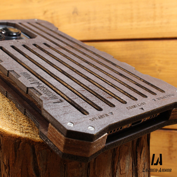 iPhone14 ケース 木製 耐衝撃 ウッド wood case 木 本革 LUNBER ARMOR 13枚目の画像