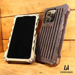 iPhone14 ケース 木製 耐衝撃 ウッド wood case 木 本革 LUNBER ARMOR 3枚目の画像