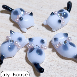 【№185】ぐでねこちゃん・じゃれねこちゃん　レジンパーツ　さばとら×朝顔 7a3195eeb11c1c4de7949e2e56d4ff