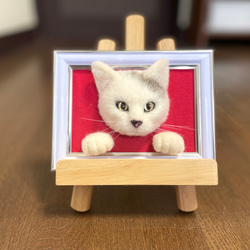 羊毛フェルト猫 キジ猫(ロングコート)BOXフレーム 0_7b395d24435bc5da97bf7a24be31