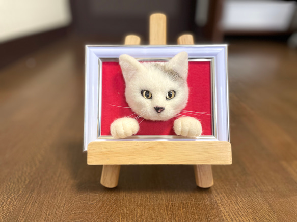 羊毛フェルト　猫　フレーム オーダー うちの子 羊毛フェルト フレーム 猫 枠猫 額縁 リアル