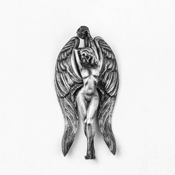 天使のペンダントネックレス アールデコ調 パーティーグッズ 悪魔のネックレス 像の装飾 デザインアートペンダント 6枚目の画像