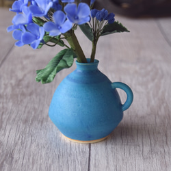 ◆粘土のお花◆ ガクアジサイ　ブルー【信楽焼】ペティベース　A806 9枚目の画像