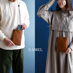 スマホショルダー ポシェット 本革 スマホポーチ サコッシュ ソフトオイルレザー シンプル ギフト 10枚目の画像