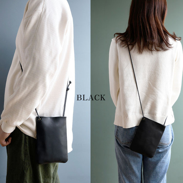 スマホショルダー ポシェット 本革 スマホポーチ サコッシュ ソフトオイルレザー シンプル ギフト 11枚目の画像