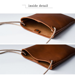 スマホショルダー ポシェット 本革 スマホポーチ サコッシュ ソフトオイルレザー シンプル ギフト 8枚目の画像