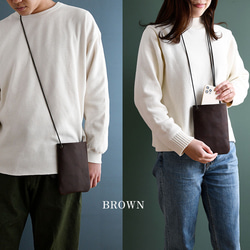 スマホショルダー ポシェット 本革 スマホポーチ サコッシュ ソフトオイルレザー シンプル ギフト 9枚目の画像