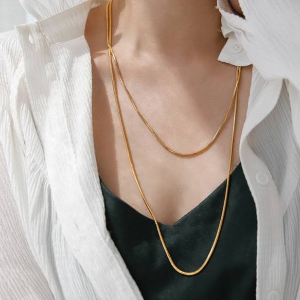 K18 スネークチェーン ネックレス 18金 ネックレス 45cm レディース