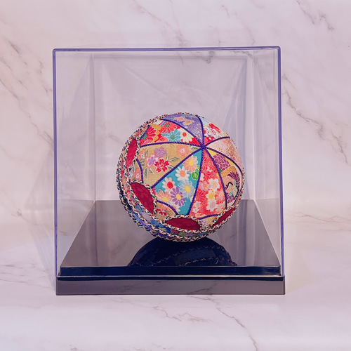 期間限定値下げ】手毬 飾りケース付き 鈴入り 大型 15cm ディスプレイ