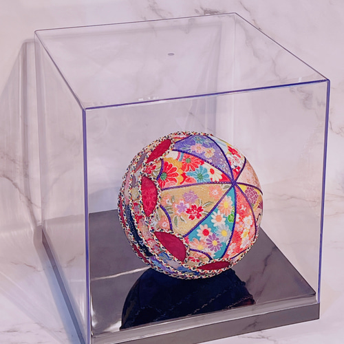 期間限定値下げ】手毬 飾りケース付き 鈴入り 大型 15cm ディスプレイ