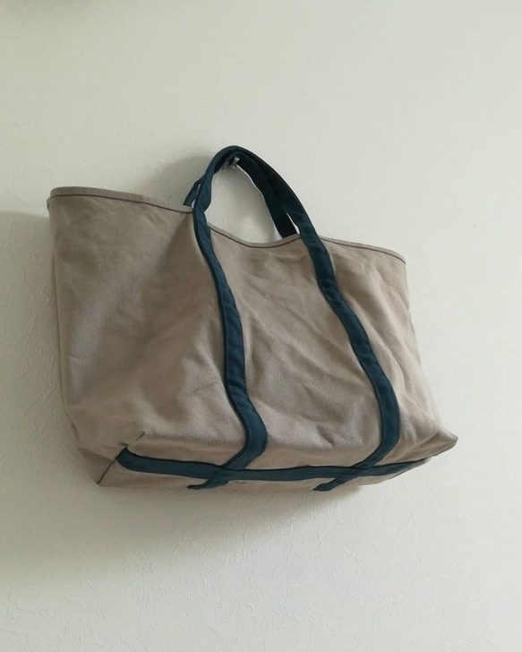 【A4対応】【即納可】帆布　BASIC TOTE ( M )  バイカラー  内ポケットあり 5枚目の画像