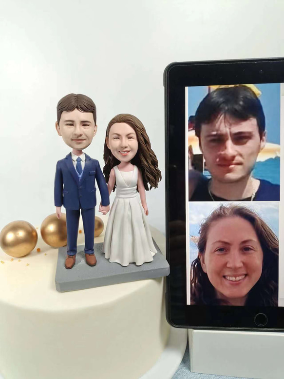 ケーキトッパー オーダーメイド 似顔絵プレゼント フィギュア人形ぬいぐるみ 結婚式祝い 周年記念日 夫婦 カップル 両親 