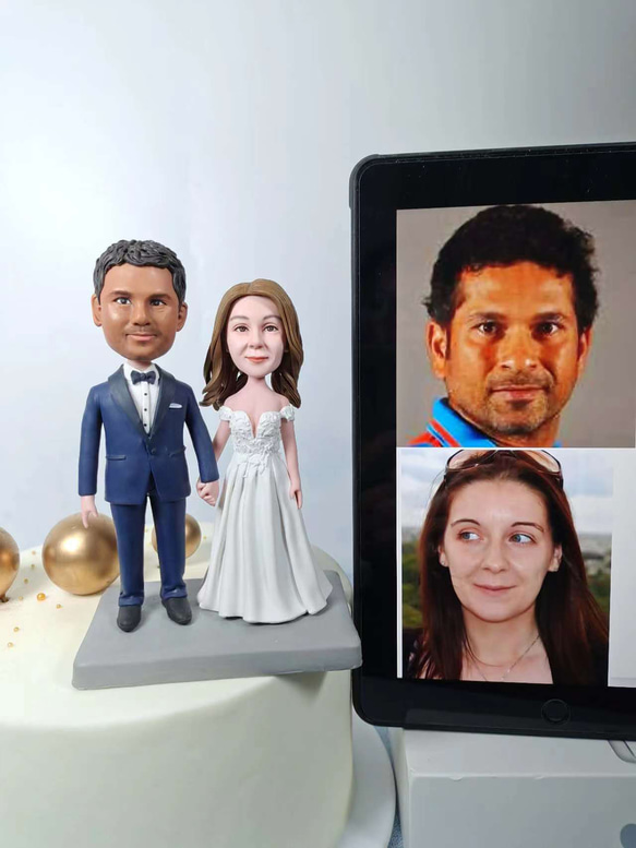 ケーキトッパー オーダーメイド 似顔絵プレゼント フィギュア人形ぬいぐるみ 結婚式祝い 周年記念日 夫婦 カップル 両親 